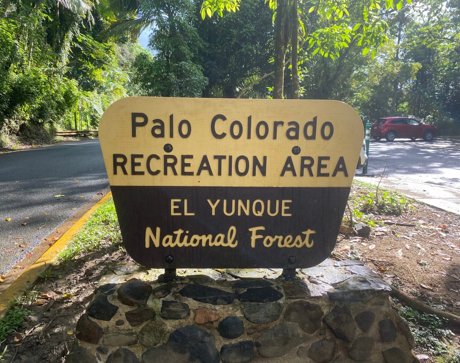 letrero de palo colorado